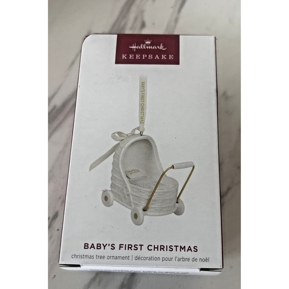 Hallmark Keepsake Baby's First Christmas Ornament Cream‎ Porcelain 2024 BxP&AA